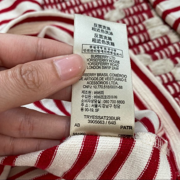 BURBERRY cream and red striped boatneck 3/4 sleeve top S - Picture 11 of 13